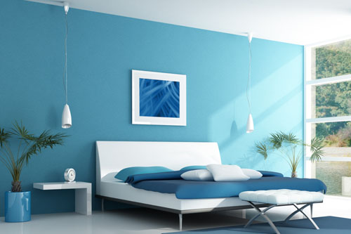 Niebieski kolor w sypialni